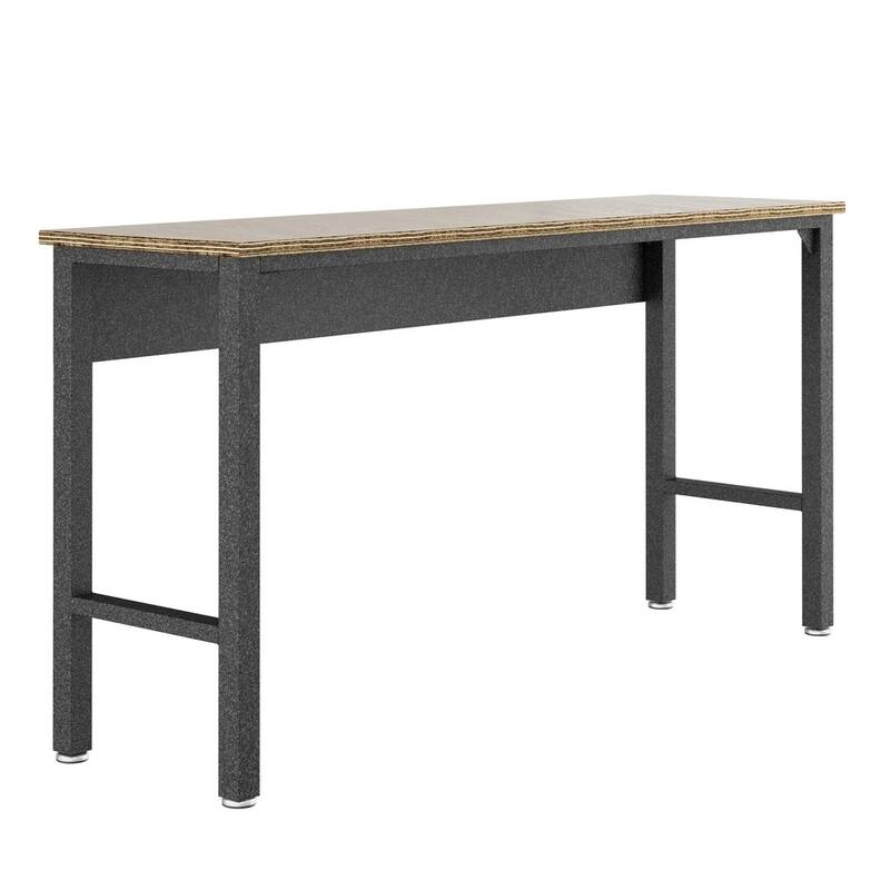 Fortress 72.4" Garage Table in Natural Wood and Steel