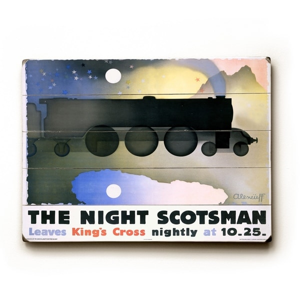 LNER Night Scotsman - Planked Wood Wall Decor by Alexander Alexeieff
