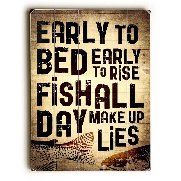 Early to Bed - Planked Wood Wall Decor by Mainline Art- Dallas Drotz