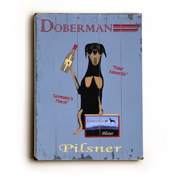 Doberman Pilsner - Planked Wood Wall Decor by Ken Bailey