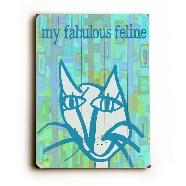 Fabulous Feline Non customize - Planked Wood Wall Decor by Lisa Weedn