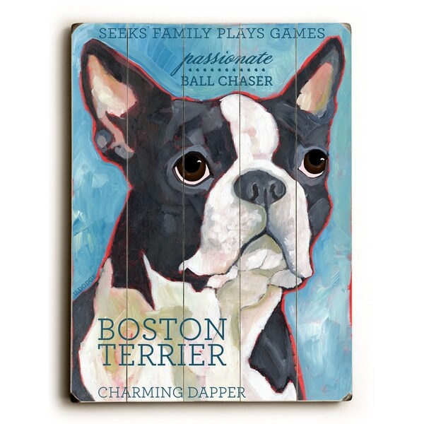 Boston Terrier - Planked Wood Wall Decor by Ursula Dodge