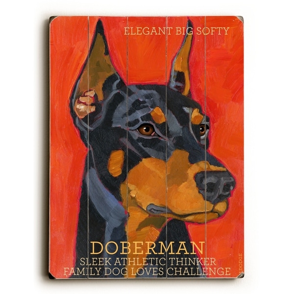 Doberman - Planked Wood Wall Decor by Ursula Dodge