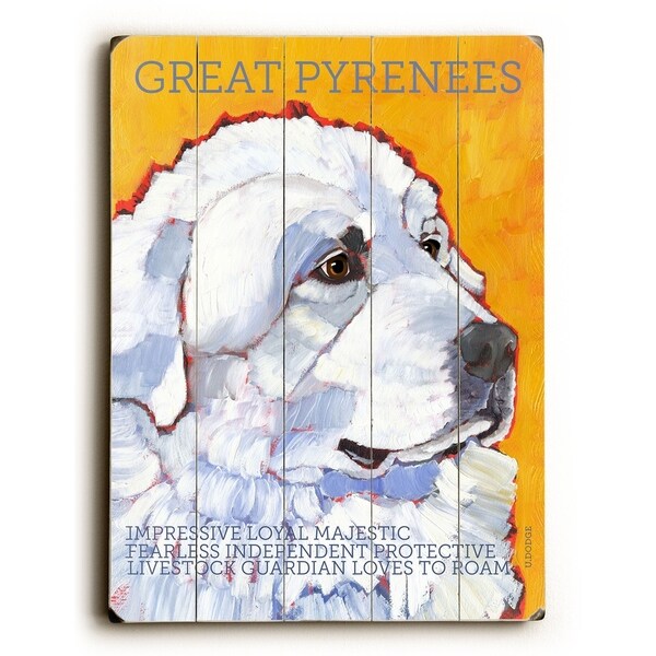 Great Pyrenees - Planked Wood Wall Decor by Ursula Dodge