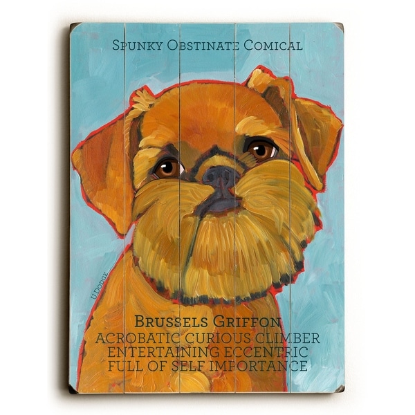 Brussels Griffon - Planked Wood Wall Decor by Ursula Dodge