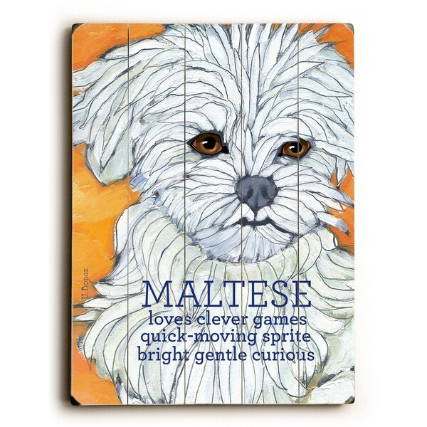 Maltese - Planked Wood Wall Decor by Ursula Dodge