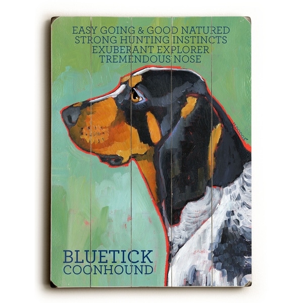 Bluetick Coon Hound - Planked Wood Wall Decor by Ursula Dodge