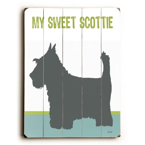 Sweet Scottie - Planked Wood Wall Decor by Lisa Weedn