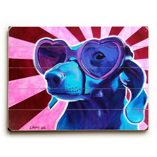 Puppy Love - Planked Wood Wall Decor by DawgArt