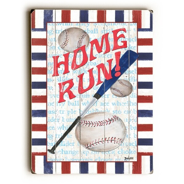 Hom Run! - Planked Wood Wall Decor by Debbie DeWitt