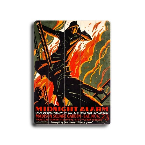 FDNY Fire Fighter Midnight Alarm - Planked Wood Wall Decor by Manuel Delosas