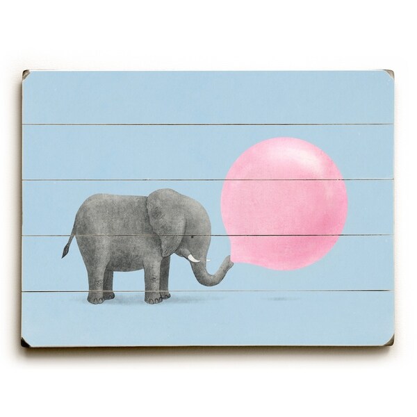 Jumbo Bubble Gum Blue - Multi Planked Wood Wall Decor by Terry Fan