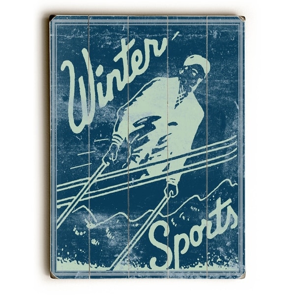 Winter Sports - Planked Wood Wall Decor by Kate Ward Thacker