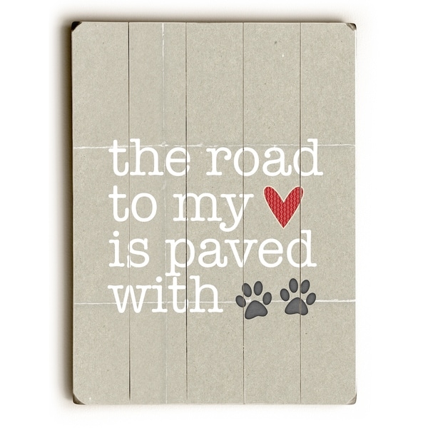 Paved With Pawprints - Tan Planked Wood Wall Decor by