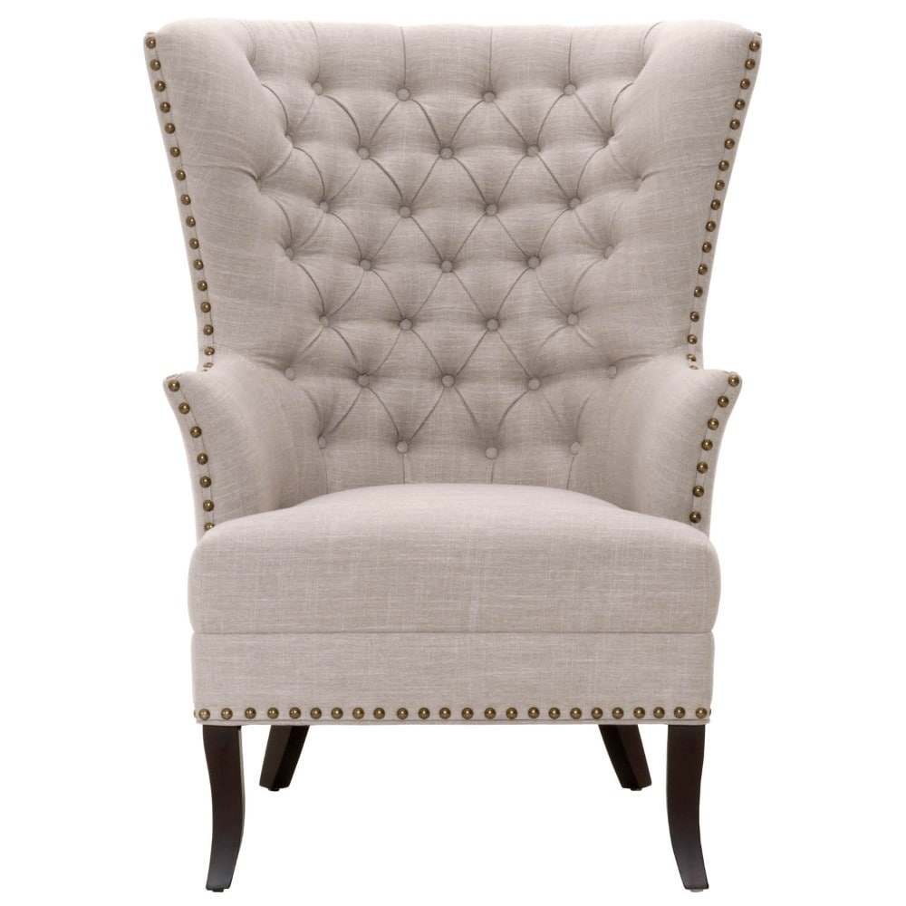 Benzara Transitional Style Wing-back Design Club Chair, Beige