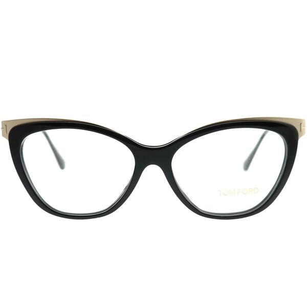 Shop Tom Ford Cat Eye Ft 5374 001 Women Shiny Black Gold Frame Eyeglasses Overstock