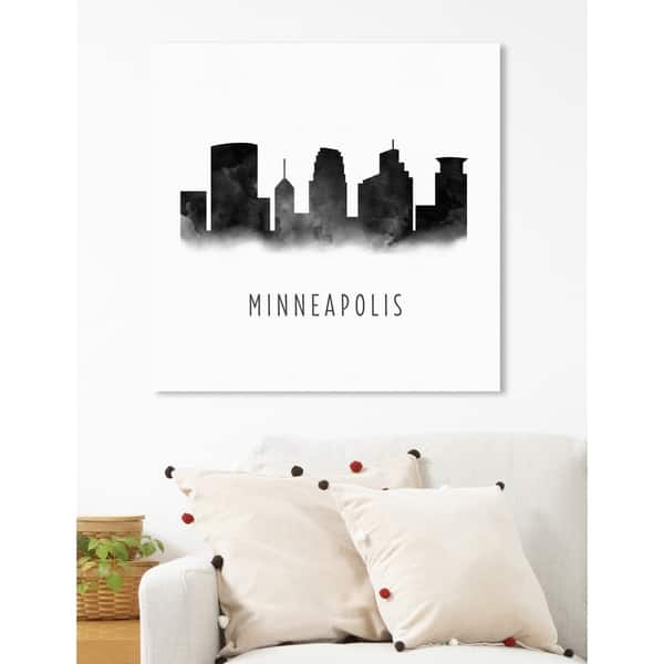 Shop Oliver Gal Minneapolis Watercolor Cities And Skylines Wall Art Canvas Print Black White Overstock 22835808