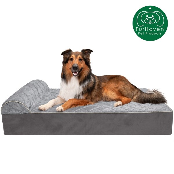furhaven quilted faux fur & velvet goliath chaise dog bed