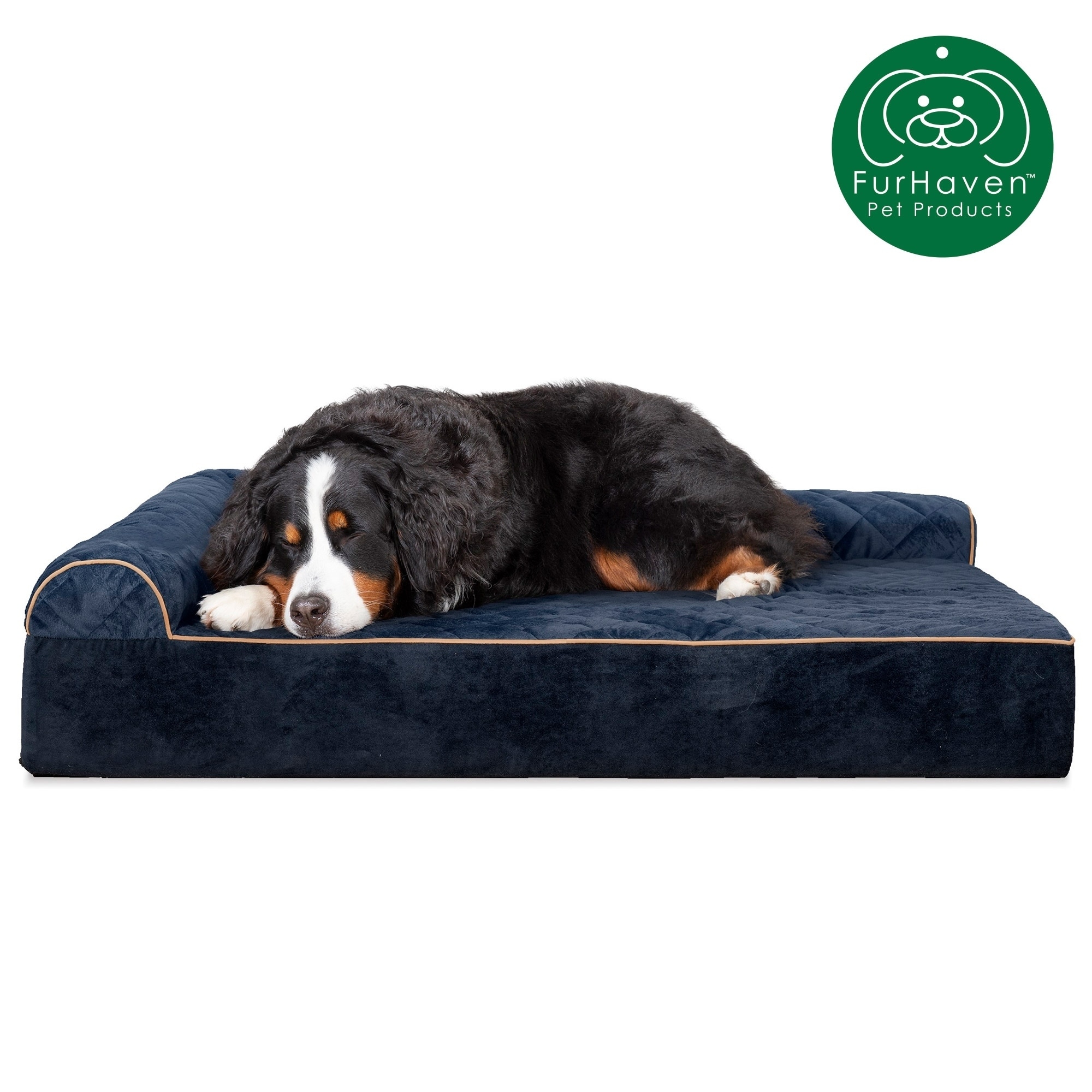 Furhaven quilted faux fur & 2025 velvet goliath chaise dog bed