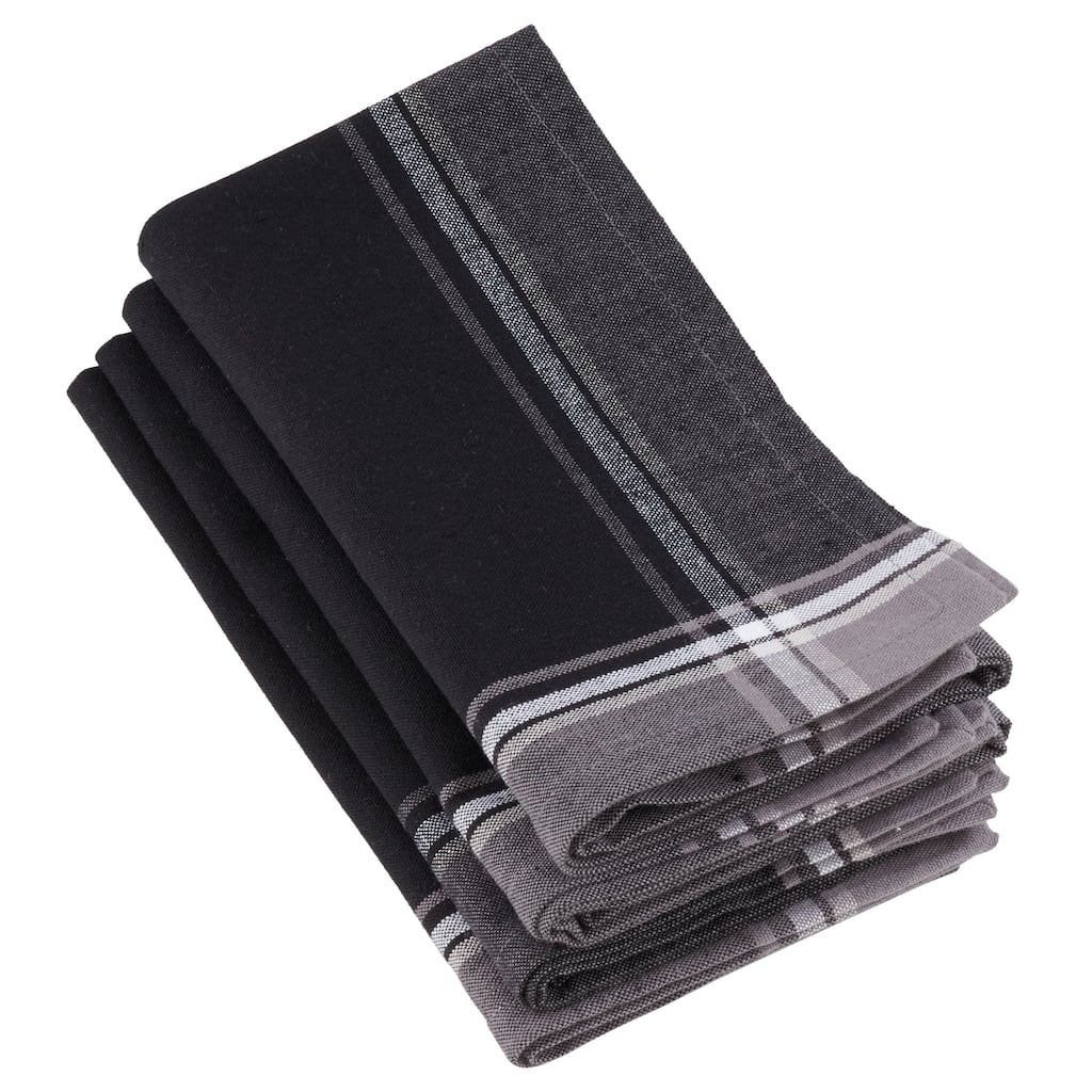 100% Cotton Stripe Border Design Table Napkins (Set of 4)