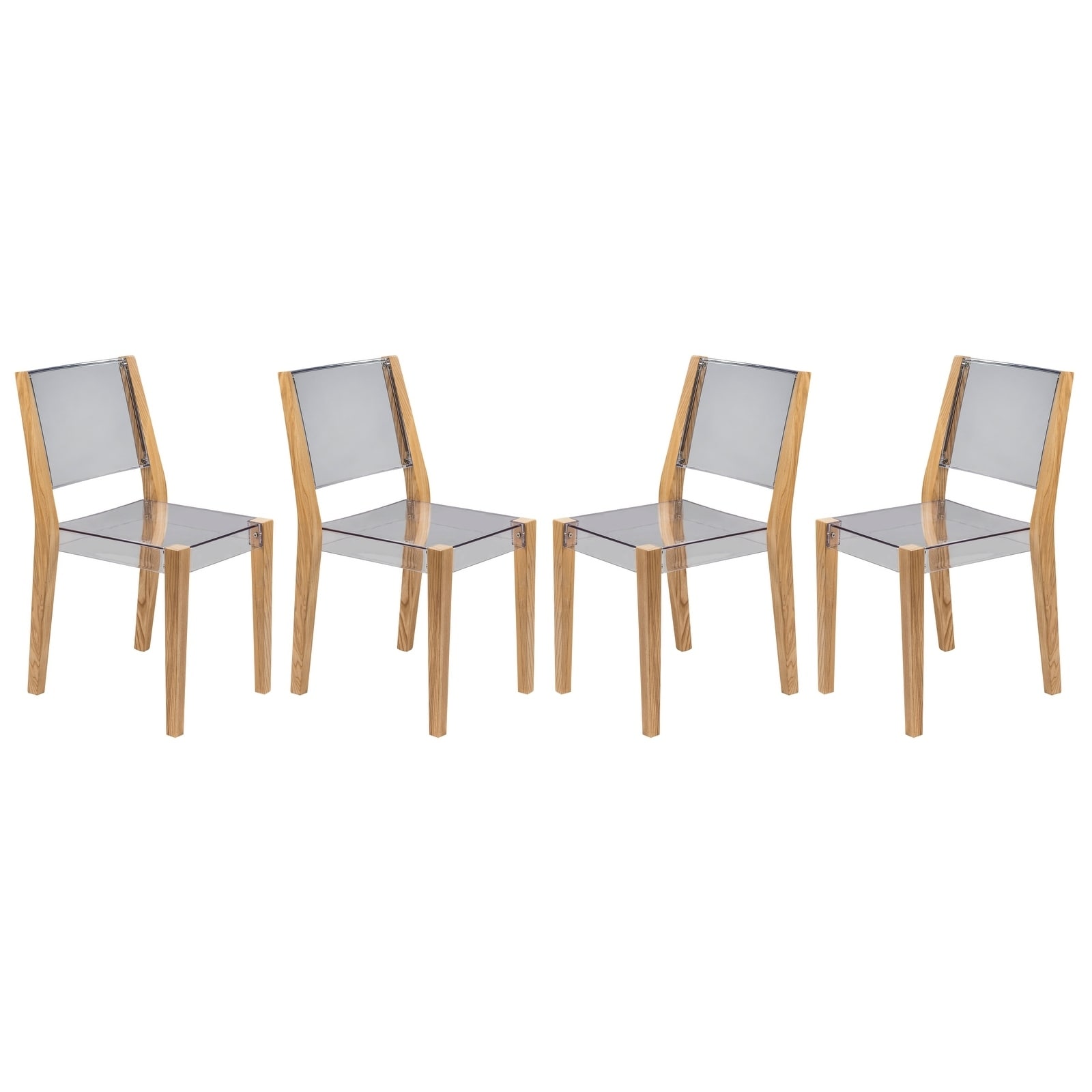 Leisuremod Barker Clear Lucite Dining Chair With Wooden Frame Clear Lucite Dining Chair