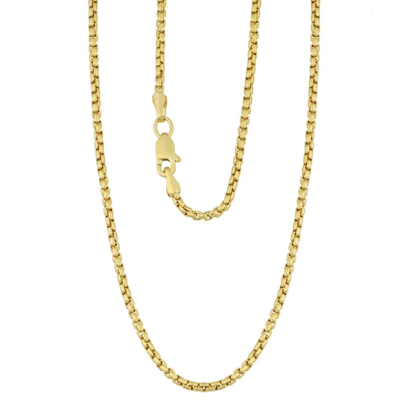 14k Yellow Gold 1.8 millimeters Round Box Chain Necklace