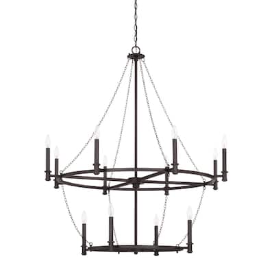Lancaster 12-light Black Iron Chandelier
