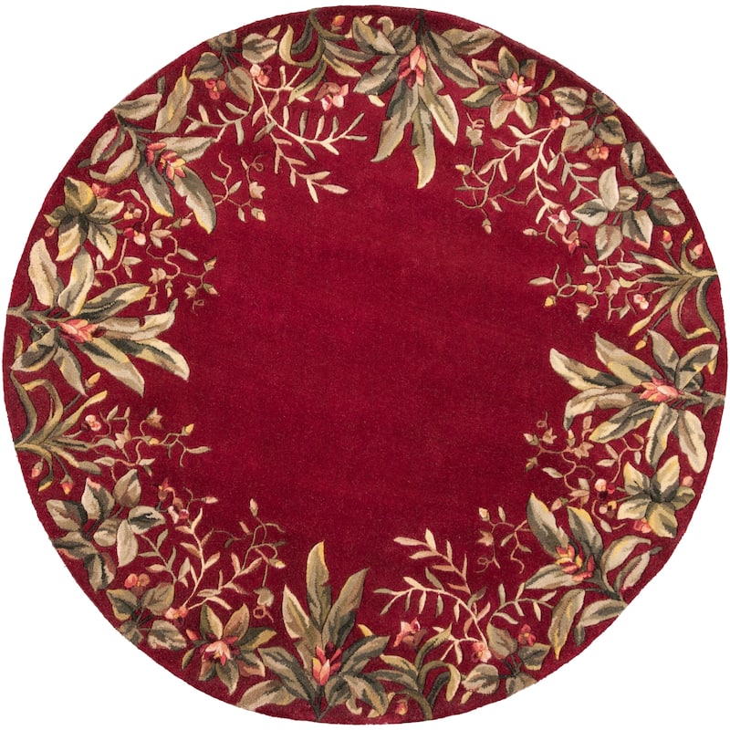 KAS Emerald Hand-tufted Wool Tropical Border Area Rug