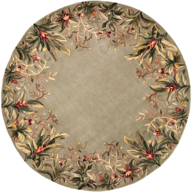 KAS Emerald Hand-tufted Wool Tropical Border Area Rug