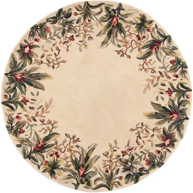 KAS Emerald Hand-tufted Wool Tropical Border Area Rug