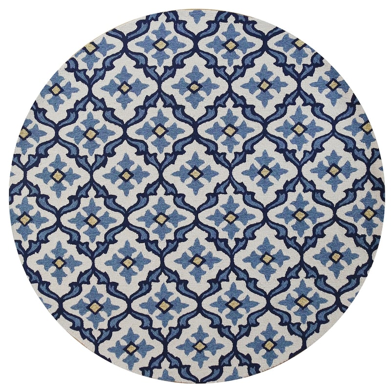 Domani Grace Mosaic Indoor/ Outdoor Area Rug - 7'6" Round - Ivory
