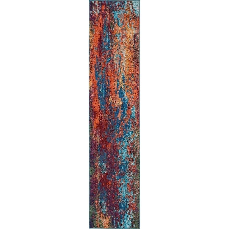 Nourison Celestial Atlantic Area Rug - 2' x 6' Runner - Blue/Red