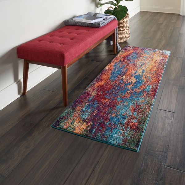 Nourison Celestial Atlantic Blue And Red Abstract Area Rug 2 Nourison Celestial Atlantic Blue And Red Abstract Area Rug 2 X27