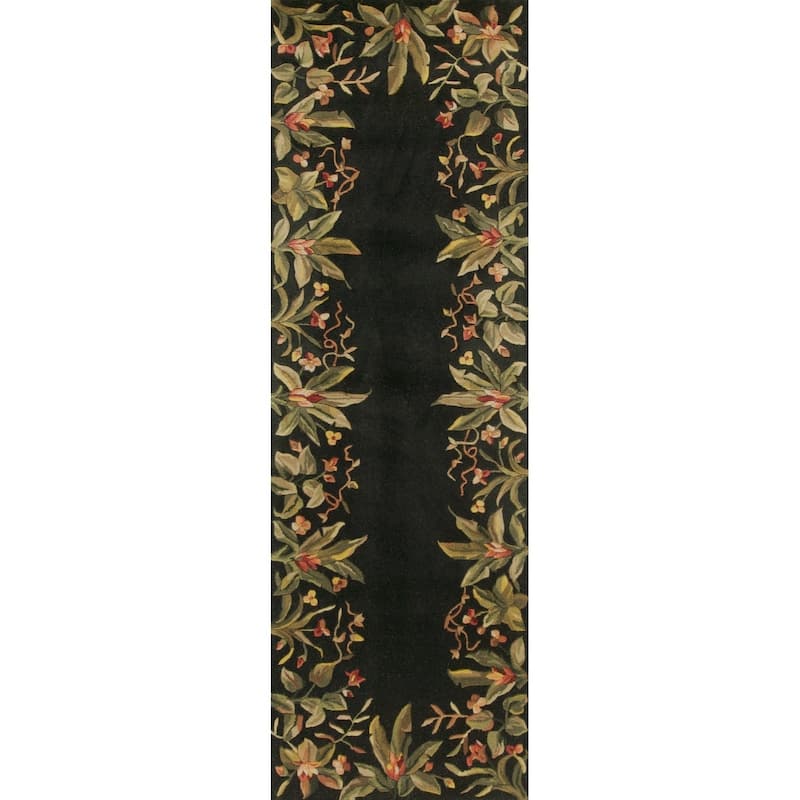 KAS Emerald Hand-tufted Wool Tropical Border Area Rug