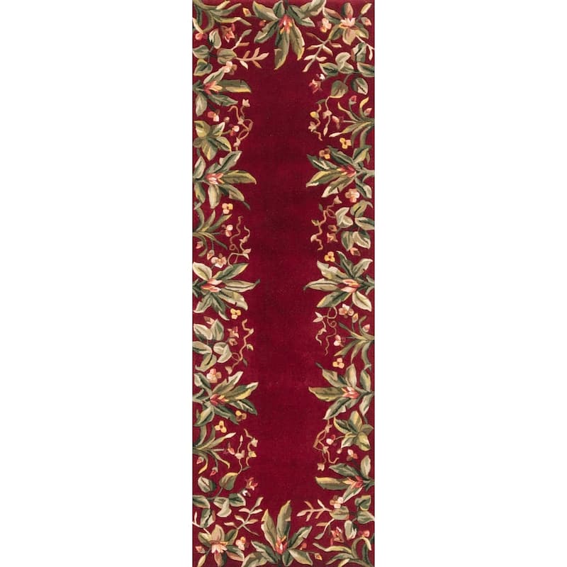 KAS Emerald Hand-tufted Wool Tropical Border Area Rug