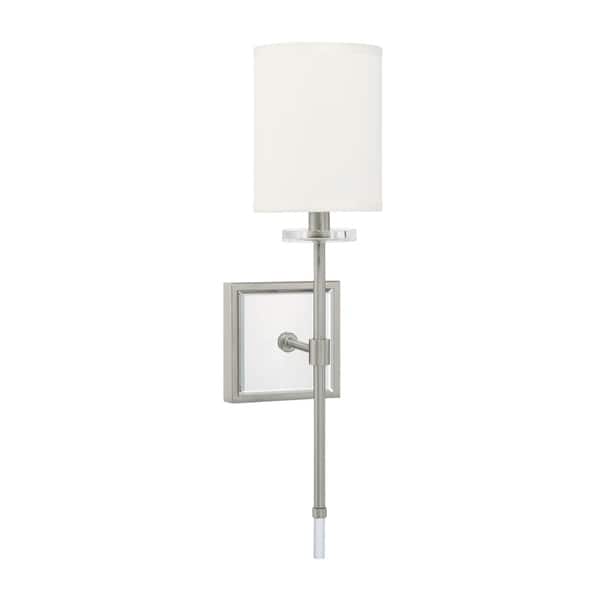 slide 1 of 1, Contemporary 1-light Brushed Nickel Wall Sconce - Brushed Nickel