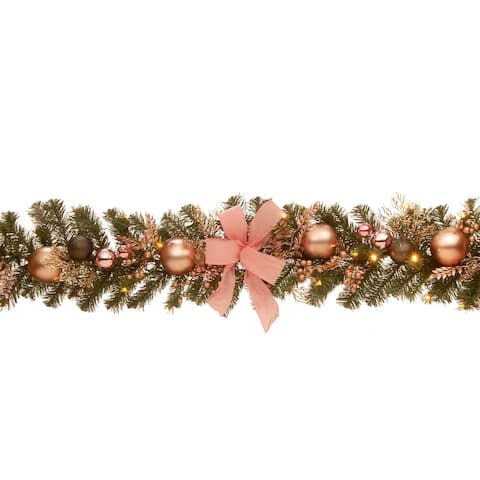 72" Decorated Pine Garland with Battery Operated LED Lights