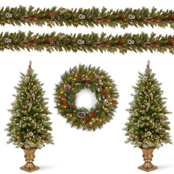 Details about   Pre Decorated Christmas Trees Green Pre Lit Garland Wreath Xmas Home Decorations 
