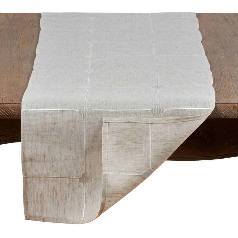 Poly Blend Table Runner With Embroidered Check Pattern