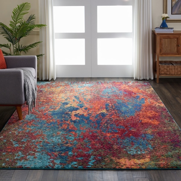 Nourison Celestial Atlantic Blue And Red Abstract Area Rug 6 Nourison Celestial Atlantic Blue And Red Abstract Area Rug 6 X27