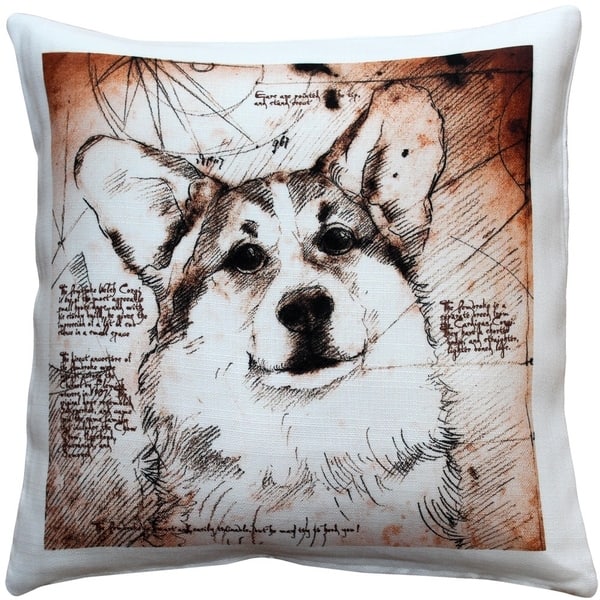 Corgi Dog Original Art Decorative Pillow, Abstract Throw Pillow