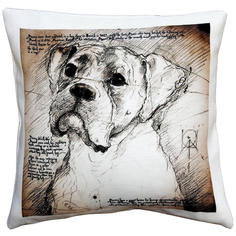 Boxer Dog 17x17 Throw Pillow with Polyfill Insert, Brown - Accent - 17"x17" - Polyester