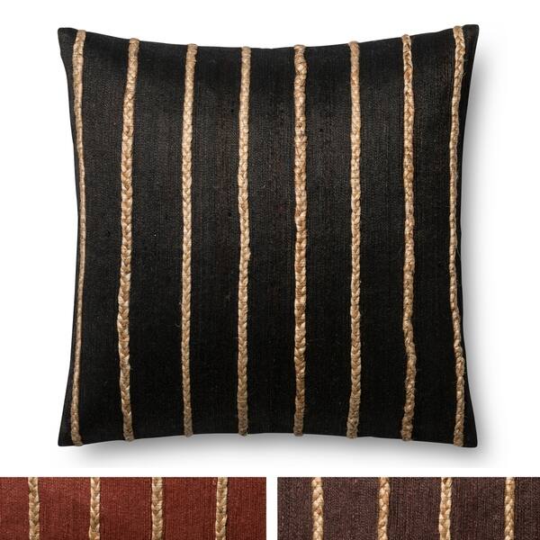 Shop Modern Braided Stripe Jute Cotton 22 Inch Pillow Cover On