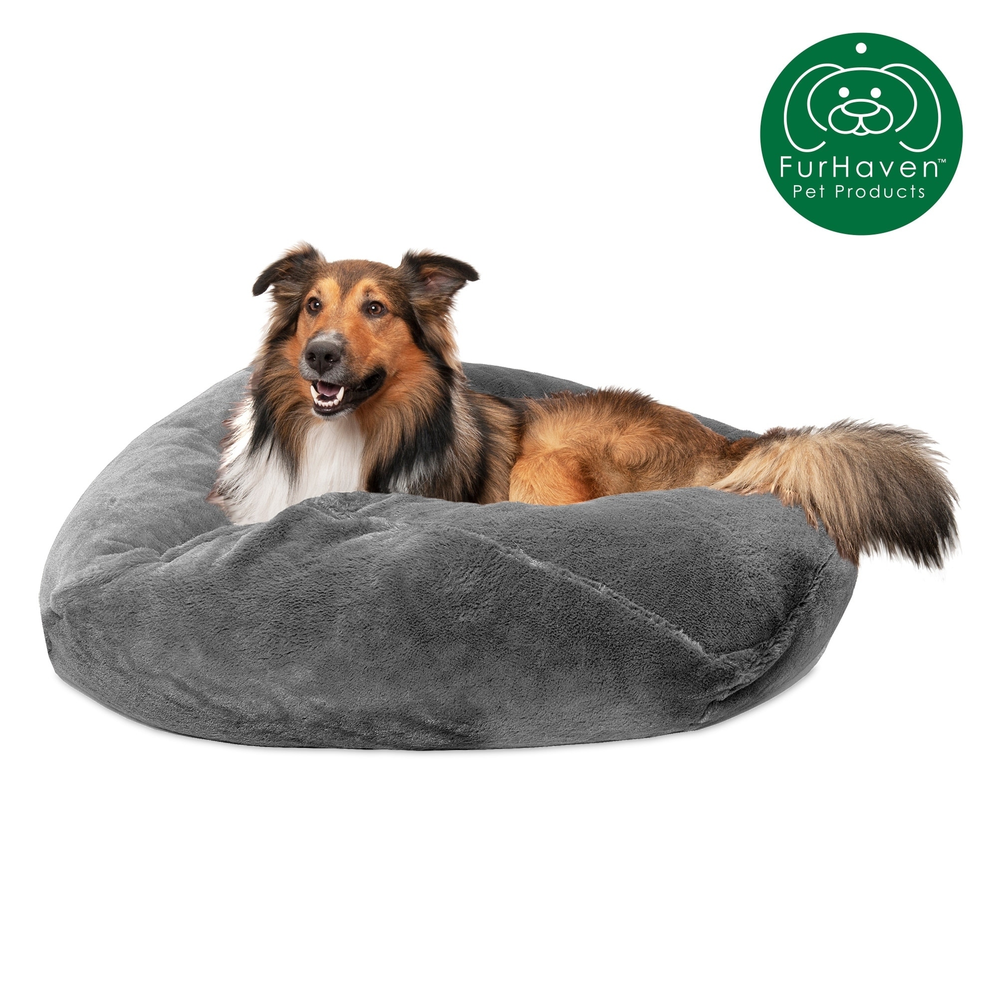 FurHaven Pet Round Plush Ball Dog Bed Shell