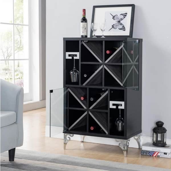Shop Furniture Of America Miro Modern Black 2 Door Wine Cabinet