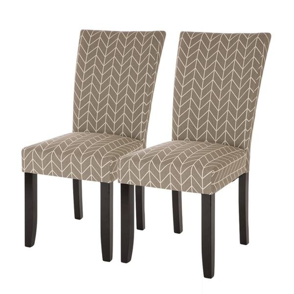 Glitzhome Gray Herringbone Upholstered Dining Chairs