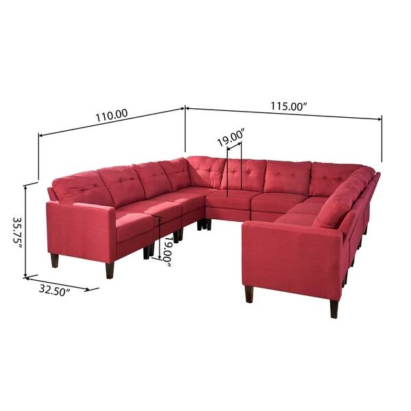 dimension image slide 2 of 2, Delilah Mid Century Modern U-Shaped Sectional Sofa Set(Set 0f 10) by Christopher Knight Home