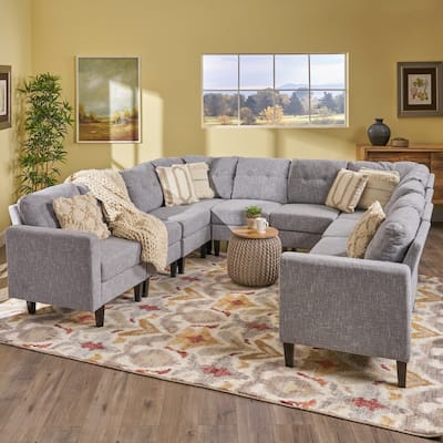 Delilah Mid Century Modern U-Shaped Sectional Sofa Set(Set 0f 10) by Christopher Knight Home