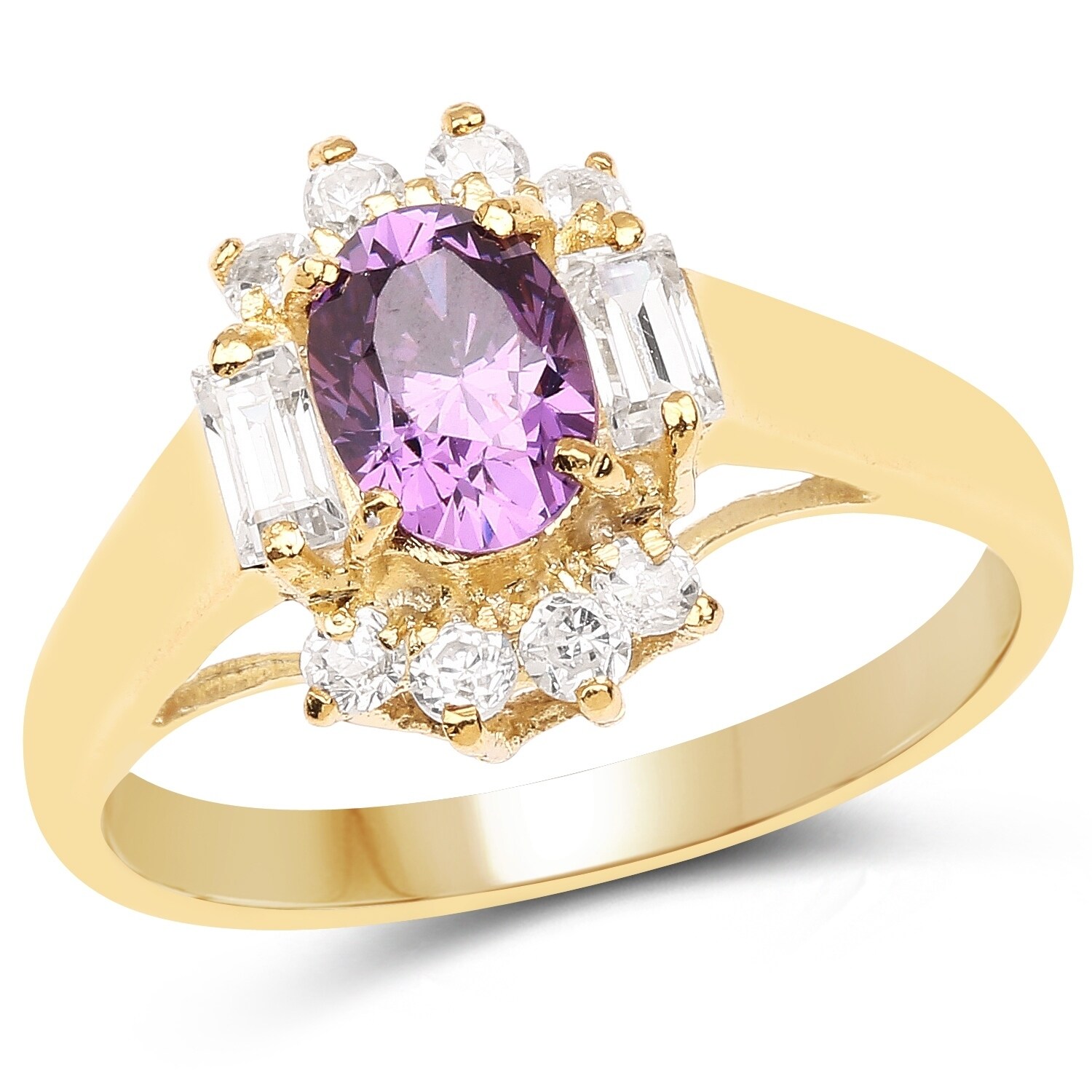 1.70 Carat Genuine Amethyst .925 Sterling Silver Ring