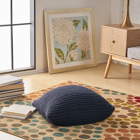 Cary Knitted Cotton Floor Cushion by Christopher Knight Home